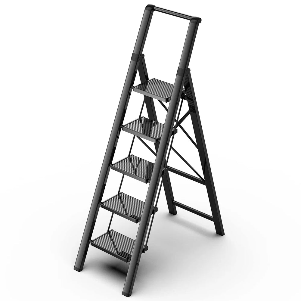 5 step aluminum ladder in black color