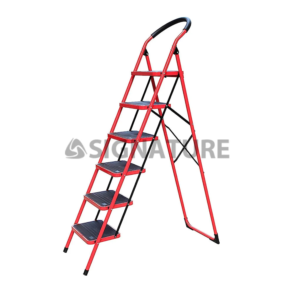 6 step folding steel iron ladder