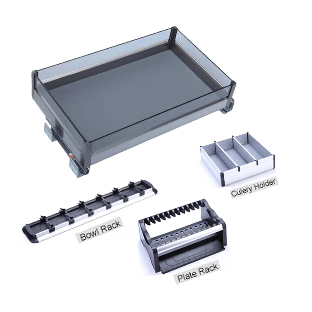 Glass Stainless Steel Multi Drawer Basket H1KGS008