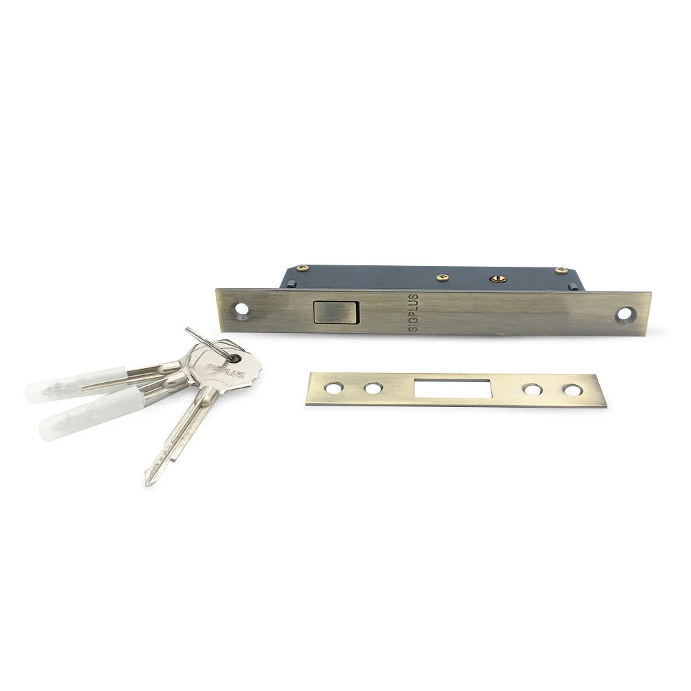 sliding door lock in antique brass finish