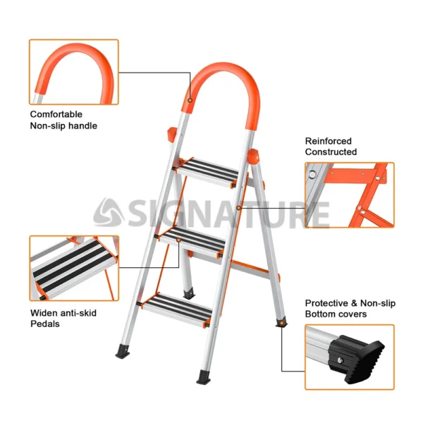 3 step aluminum + stainless steel ladder