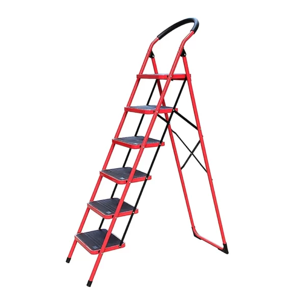 6 step folding steel iron ladder