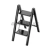 3 step folding aluminum ladder in black color