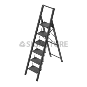 6 step aluminum ladder in black color
